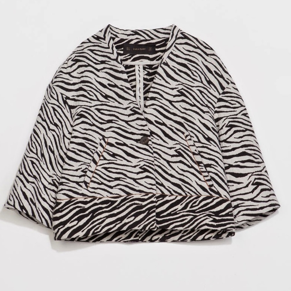 Zara Basic Zebra Print V Neck One Button Jacket - image 7